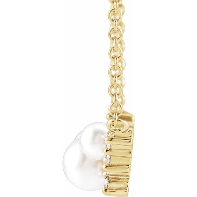 14K Yellow Akoya Cultured Pearl & .08 CTW Diamond 18" Necklace