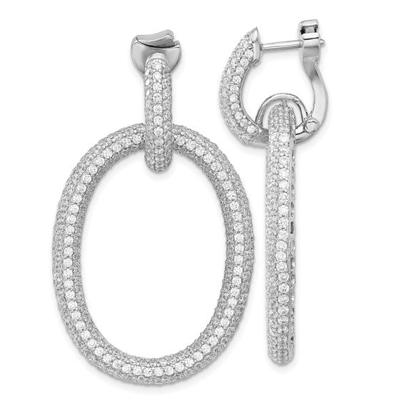 Sterling silver and cz dangle hoop earrings