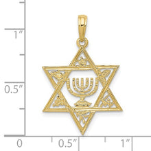 Load image into Gallery viewer, 10k Star of David with Menorah Pendant

