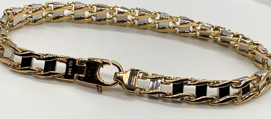 14k Two-Tone Railroad Link Man's Bracelet