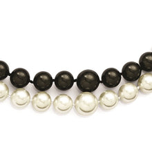 Load image into Gallery viewer, BLACK AND WHITE SHELL PEARL DOUBLE STRAND 18 INCH NECKLACE
