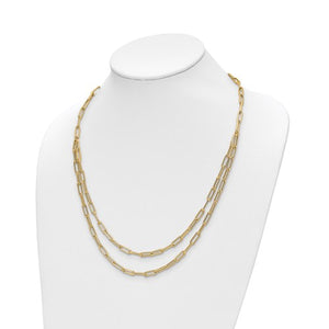 Leslie's 14k Polished Double-layer Paperclip Link Necklace