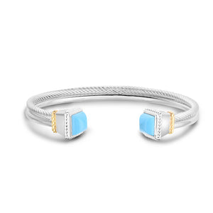 Phillip Gavriel ITALIAN CABLE PYRAMID BANGLE WITH TURQUOISE