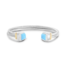 Load image into Gallery viewer, Phillip Gavriel ITALIAN CABLE PYRAMID BANGLE WITH TURQUOISE
