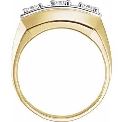 14K Yellow/White 1 CTW Natural Diamond Men's Ring or Wedding Band