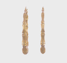 Load and play video in Gallery viewer, New 14k gold large bamboo hoop earrings

