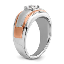 Load image into Gallery viewer, Man’s 14k white and rose ring with lab created diamond
