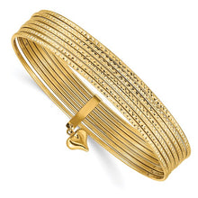 Load image into Gallery viewer, 14k Gold Set of Seven Oversized Textured Bangles a/k/a Seminario Bangles
