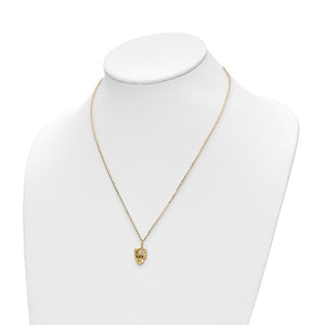 14k Polished Diamond Cut Green Enamel Tiger Necklace with free gift