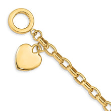 Load image into Gallery viewer, 14k Yellow Gold Heart Charm Bracelet
