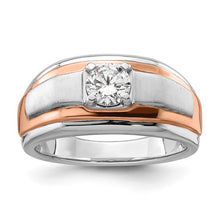Load image into Gallery viewer, Man’s 14k white and rose ring with lab created diamond
