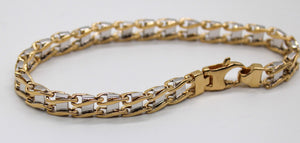 14k Two-Tone Railroad Link Man's Bracelet