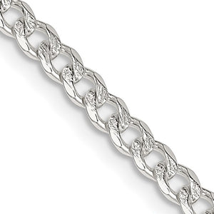 Sterling Silver 4mm Pave Curb Chain