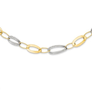 14k Two-tone Polished and Textured Hollow Necklace