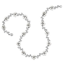 Load image into Gallery viewer, Sterling Silver Freshwater Cultured Pearl and CZ Floral Necklace
