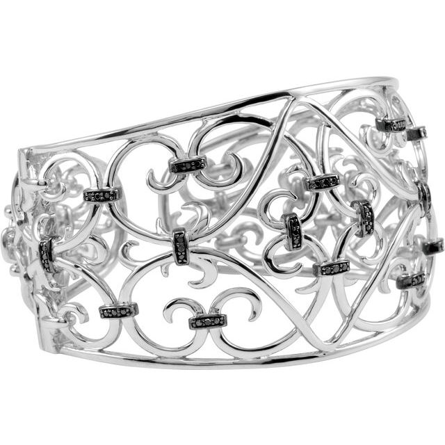Black & White Sterling Silver 1/3 CTW Black Diamond Cuff Bracelet