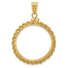 Load image into Gallery viewer, 14k Rope Diamond-cut Screw Top Coin Bezel Pendant
