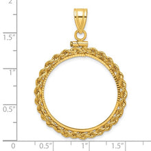 Load image into Gallery viewer, 14k Rope Diamond-cut Screw Top Coin Bezel Pendant
