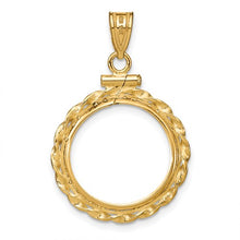 Load image into Gallery viewer, 14k Twisted Wire Screw top Coin Bezel Pendant
