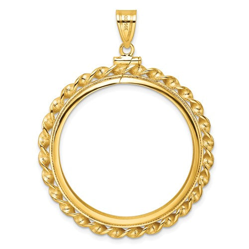 14k Wide Twisted Wire Screw top Coin Bezel Pendant
