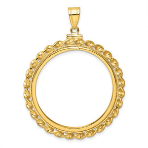 14k Wide Twisted Wire Screw top Coin Bezel Pendant