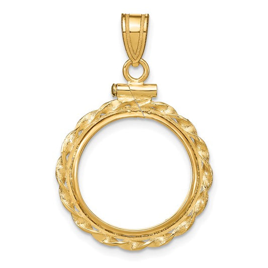 14k Twisted Wire Screw top Coin Bezel Pendant