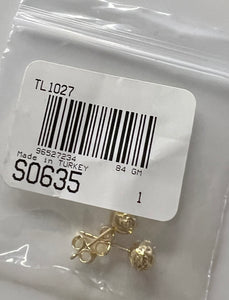 14k Gold Diamond Cut Ball Earrings