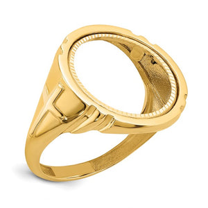 14k Diamond Cut Coin Ring with 1/10 oz 22k Liberty coin