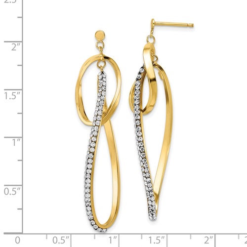 14K Gold Dangle Earrings with Swarovski Crystals