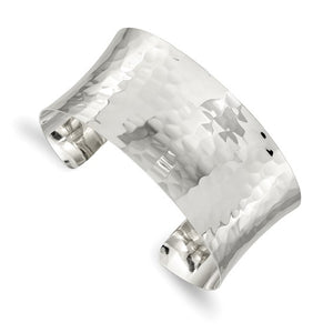 Sterling Silver 30mm Hammered Cuff Bangle