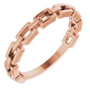 14k rose gold chain link ring