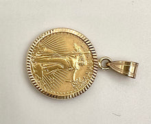 Load image into Gallery viewer, Wideband 14k Gold Diamond Cut Prong Bezel with 22k Gold Liberty Type 2 Coin
