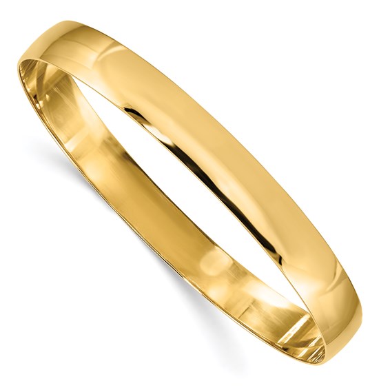 14k Yellow Gold 8mm Slip On Round Bangle, from 302 Fine Jewelry Collection