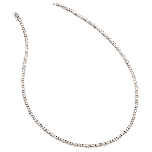 Sterling Silver  8.75ct. CZ Riviera Tennis Necklace