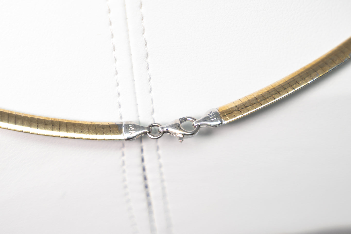 Reversible 14k Yellow and White Gold Omega Necklace