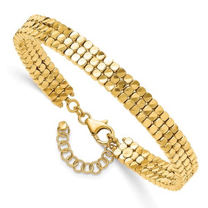 14K Polished D/C Flexible Cuff Bangle Bracelet