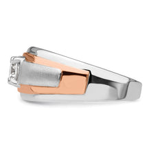 Load image into Gallery viewer, Man’s 14k white and rose ring with lab created diamond
