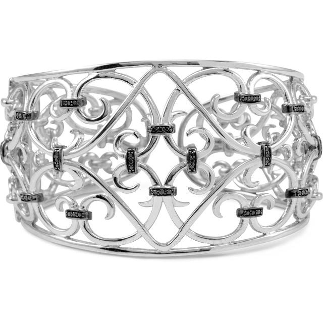 Black & White Sterling Silver 1/3 CTW Black Diamond Cuff Bracelet