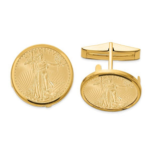 14k Bezel Cufflinks with 22k 1/10oz Mounted American Eagle Coins