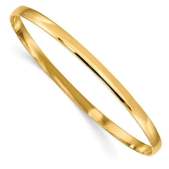 14K Yellow Gold 4 mm Half Round Bangle 7 3/4