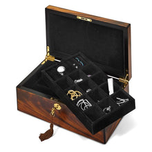 Load image into Gallery viewer, Tiger Wood Veneer Matte Finish with Inlay Design Locking Jewelry Box
