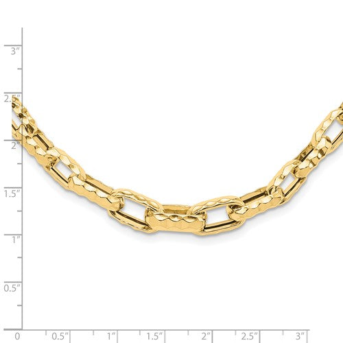 Leslie's 14K Polished Hammered Graduated Open Link Necklace