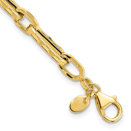 Leslie's 14K Polished and Textured Fancy Link Necklace