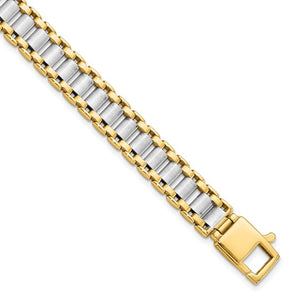 Leslie's 14K Two-tone Polished Link Men's Bracelet