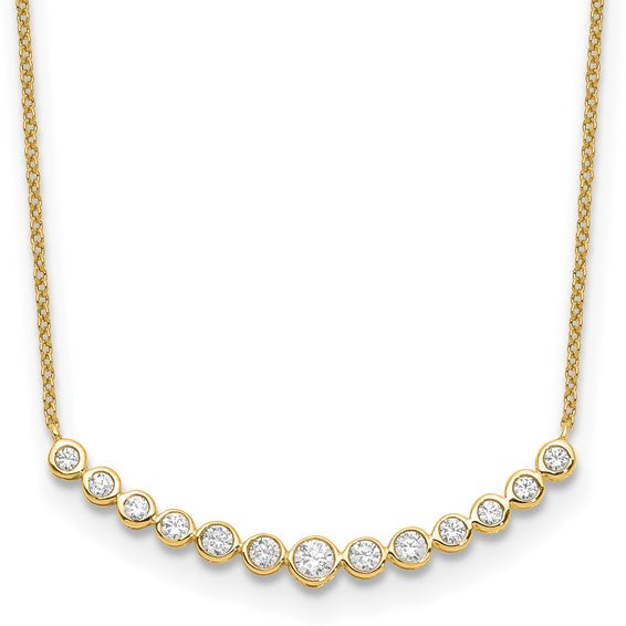 14k Gold 1/2cttw Diamond Curve Bar Necklace