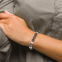 Load image into Gallery viewer, Chisel Stainless Steel Polished with Labradorite Beads Black Leather 8.5 inch Bracelet
