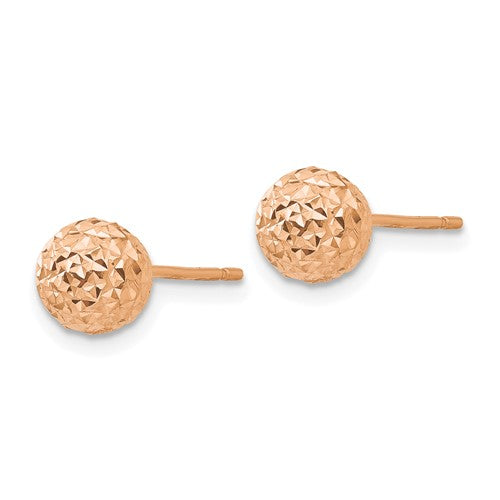 14K Rose Gold 6mm Ball Post Earrings