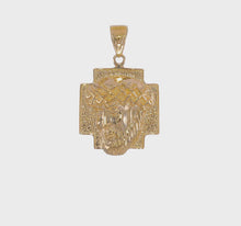 Load and play video in Gallery viewer, 14K Solid Gold Large Jesus Head With Crown Pendant
