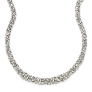 Sterling Silver Polished Byzantine Graduated Link Necklace