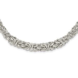 Sterling Silver Polished Byzantine Graduated Link Necklace